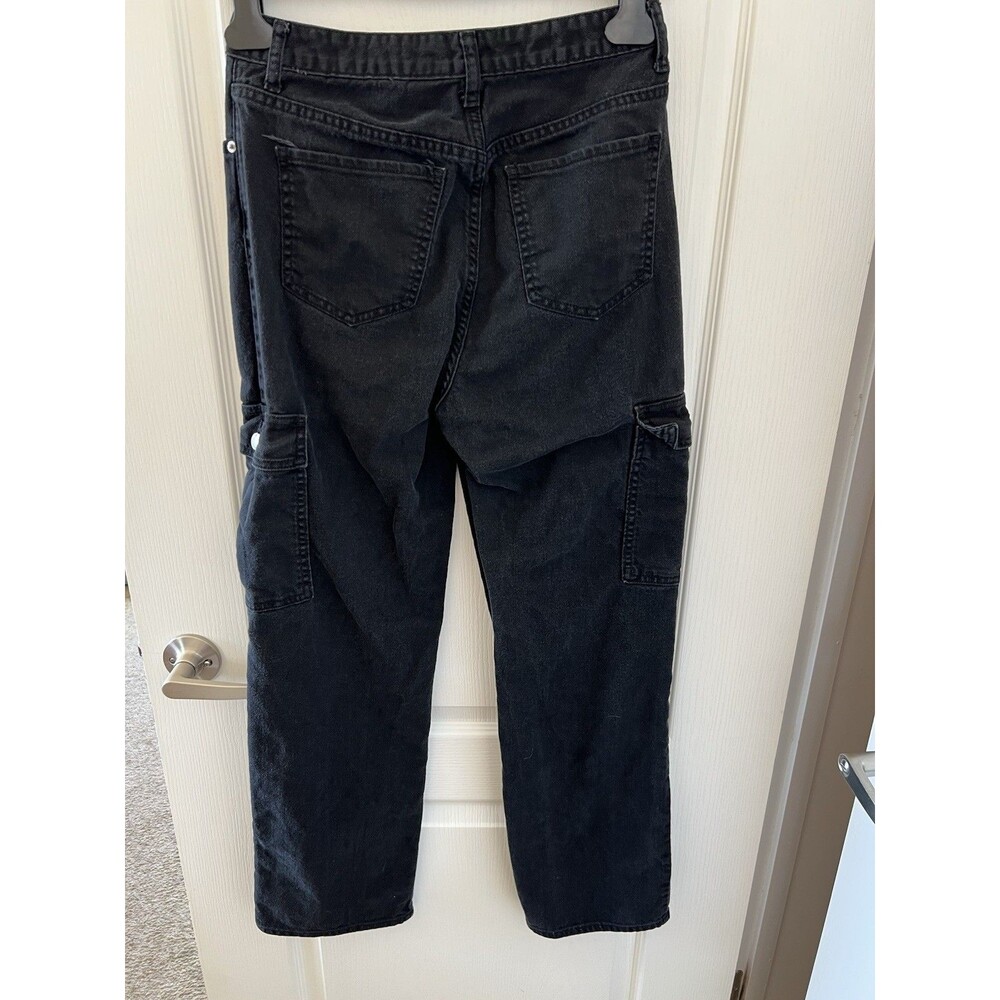 S.O.N.G. Jeans 90’s Boyfriend Cargo Jeans Black Size 7/28 100% Cotton School - Picture 3 of 13